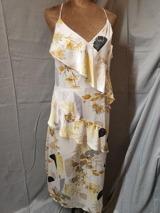 vestique Dresses & Skirts - NWT Vestique 5th Ave Midi Floral Satin Ruffle Dress Sz Lg MSRP $56